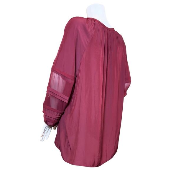 #T149 Ramy Brook Sheer Detail Puff Sleeve Top SZ M $345 - Picture 5 of 11